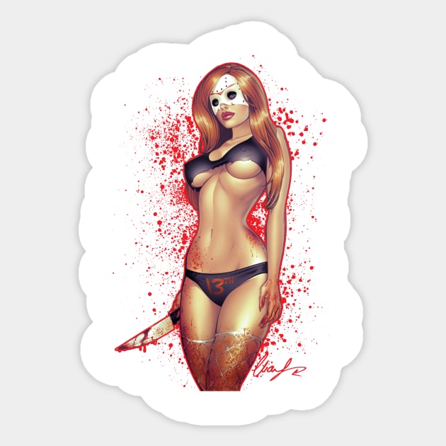 friday the 13th Pinup Sticker by Eliaschatzoudis